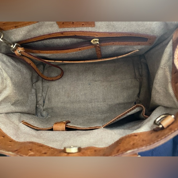 Dooney & Bourke Brown Ostrich Square Shopper Barlow Handbag with Snap Closure - Picture 11 of 15